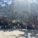 Students from the Computer Science Academy at Oakland Technical High School outside Cesar Chavez Student Center